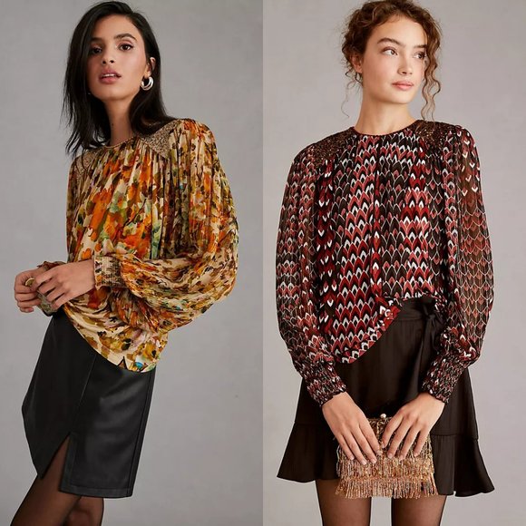 NWOT Bl^nk Blank London Anthropologie sequin embellished blouse XXSP XXS petite - Picture 1 of 15